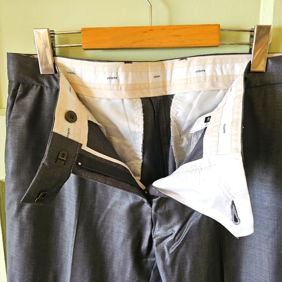 Virgin wool grey silver tailored dress pant trousers - Picture 4 of 11